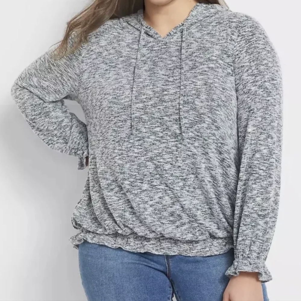 Lane Bryant lightweight hoodie heathered green white Size 3X 22-24 NWT